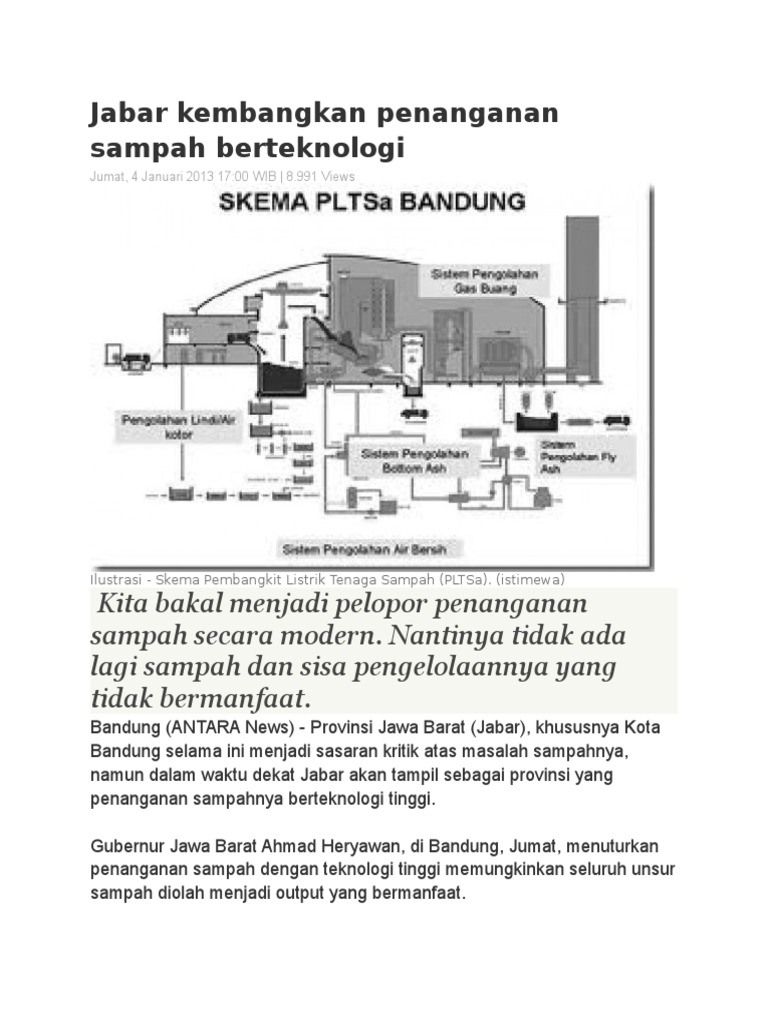 Jabar Kembangkan Penanganan Sampah Berteknologi