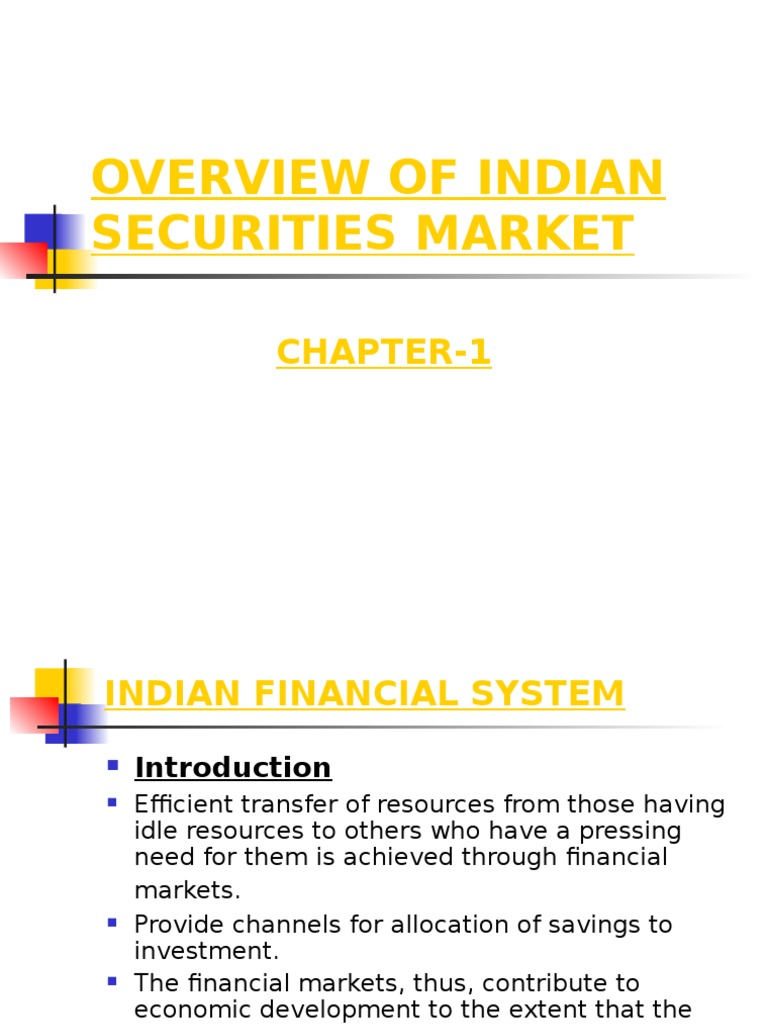 Overview of Indian Securities Market: Chapter-1 | PDF | Financial ...
