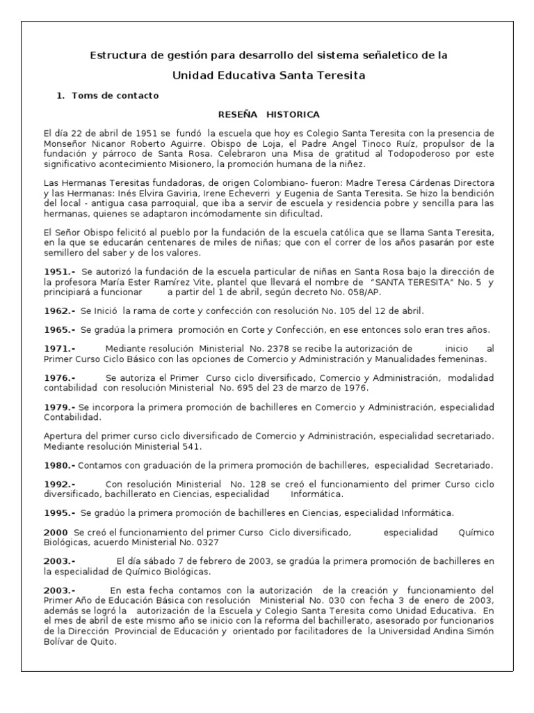 A Unidad Educativa Santa Teresita  Educación secundaria 