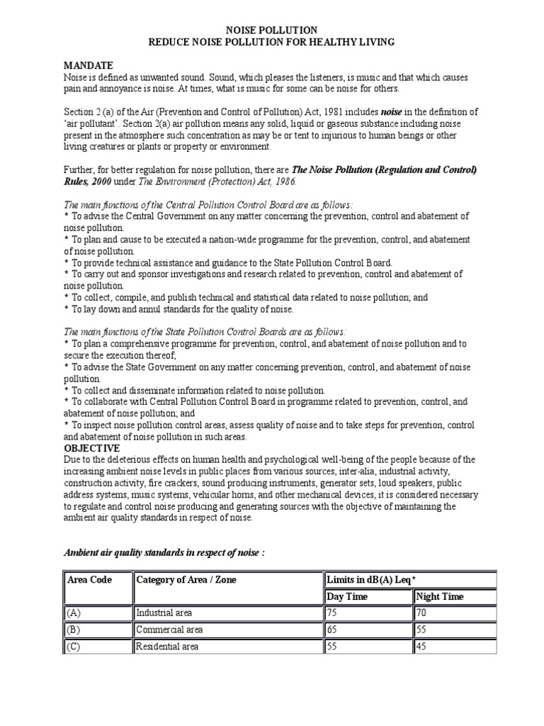 Noise Pollution Pdf Noise Air Pollution