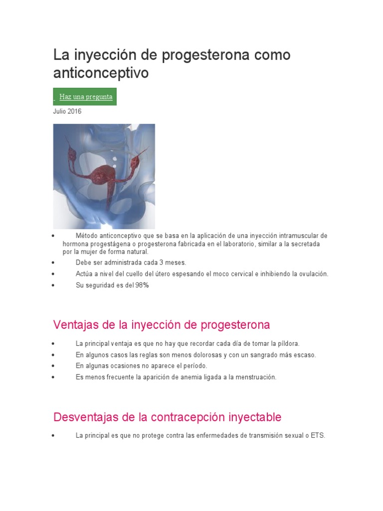 Inyección Anticonceptiva de Progesterona | PDF | Ciclo menstrual ...