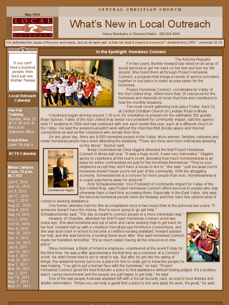 Local Outreach Initiatives at Central Christian Church | PDF | Homelessness