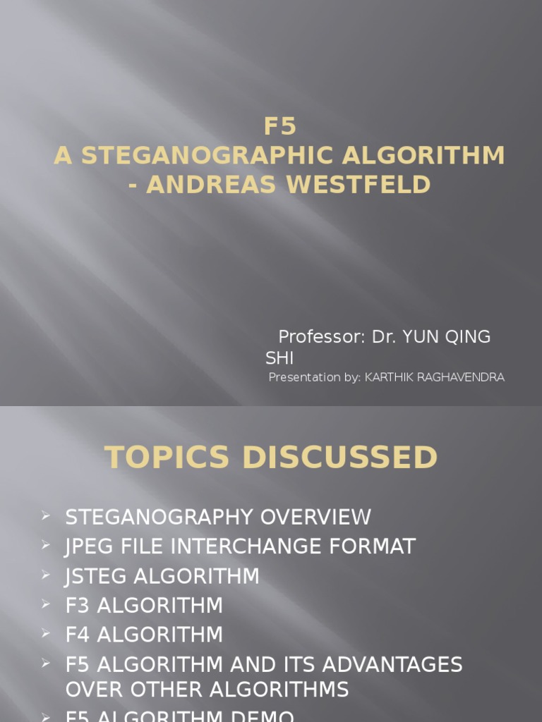 F5 Steganography Algorithm Overview | PDF | Data Compression | Cryptography