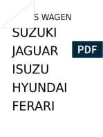 Suzuki Jaguar Isuzu Hyundai Ferari: Volks Wagen