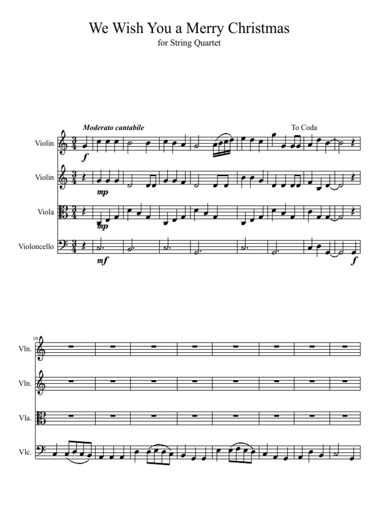 We Wish You a Merry Christmas for String Quartet