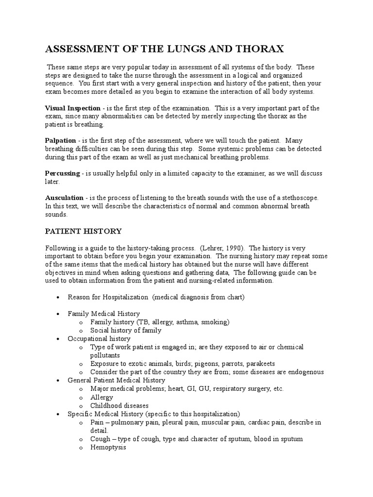 Assessment of The Lungs and Thorax | PDF | Thorax | Lung