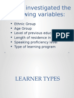 Willing Investigated The Following Variables