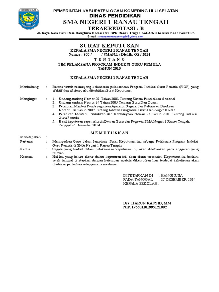 10 Sk Tim Pelaksana Guru Induksi Pemula