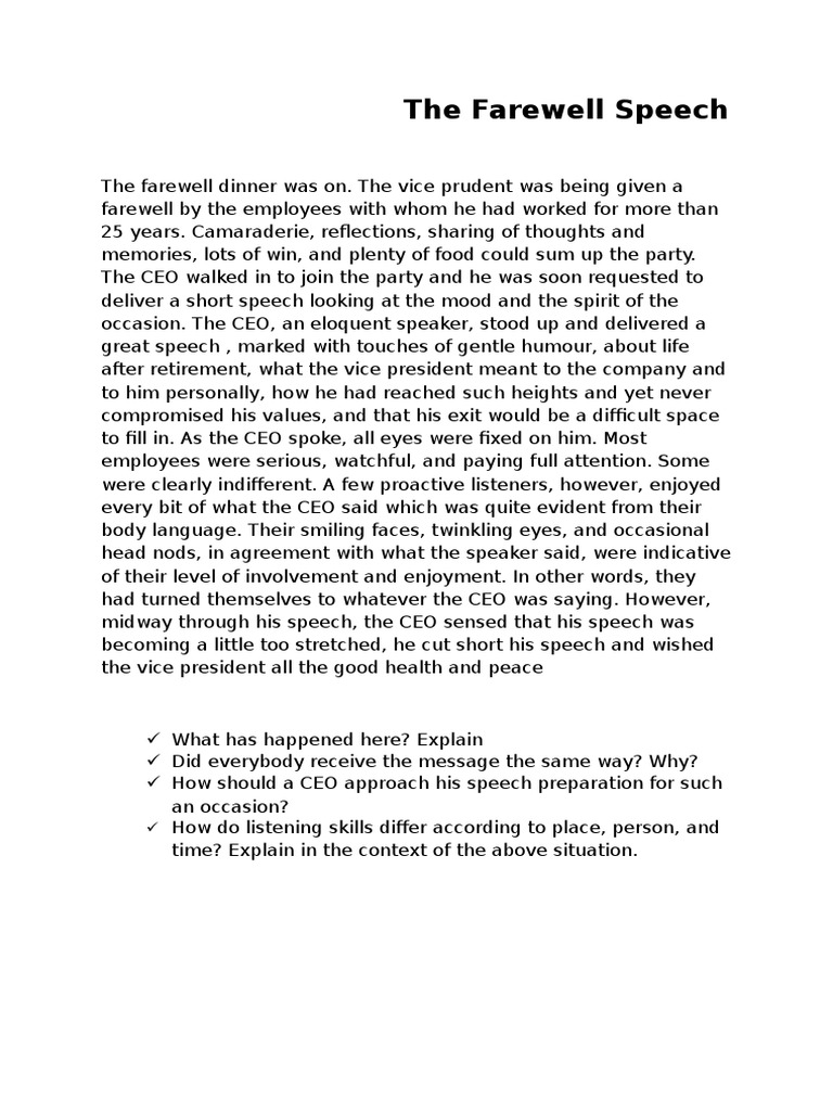 The Farewell Speech PDF