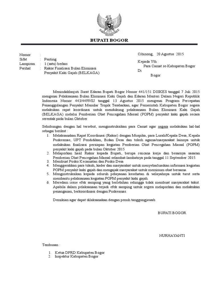 Surat Edaran Filariasis Utk Rakor Kecamatan Rev