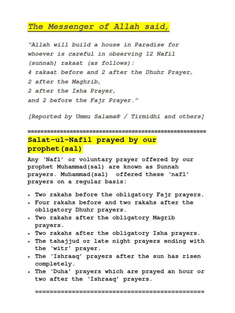 12 Rakath Nafil Prayer-1 PDF | PDF