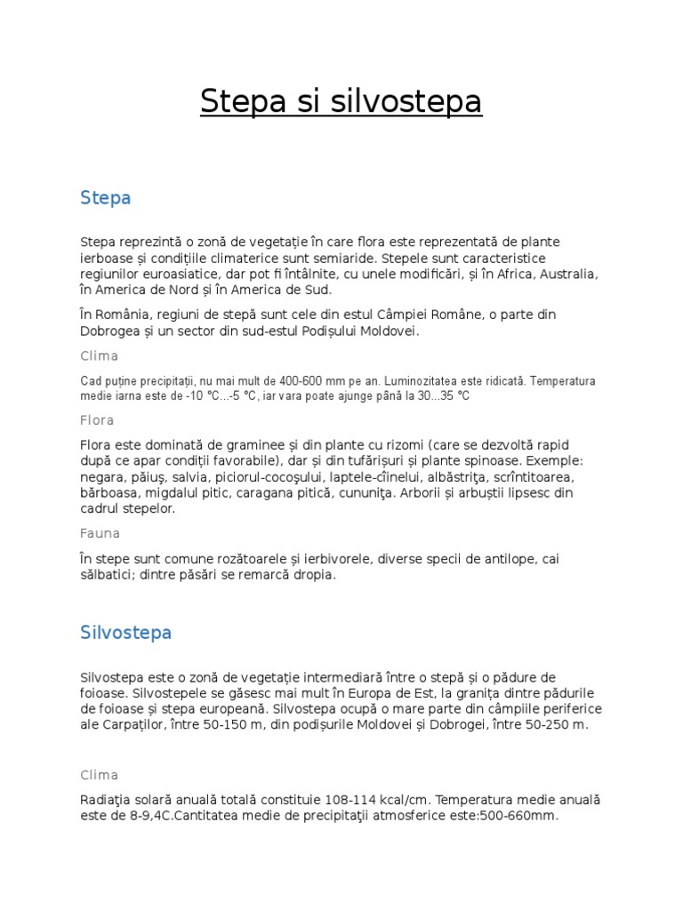Stepa Si Silvostepa | PDF