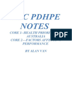 HSC Pdhpe Notes: Core 1-Health Priorities in Australia Core 2-Factors Affecting Performance by Alan Van