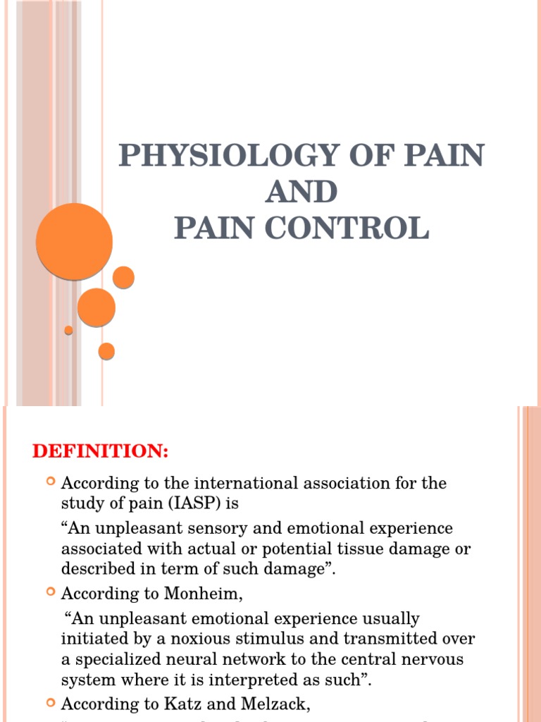 Understanding Pain Physiology and Control | PDF | Pain | Nonsteroidal ...