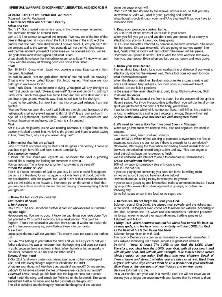Spiritual Warfare Talk Handouts | Demonic Possession | Demons