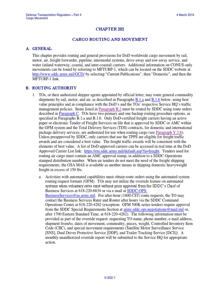 DTR Part II: Cargo Routing Guidelines | PDF | Cargo | Services (Economics)