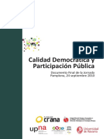 Calidad Democrática y Participacion Publica Jornadas Pamplona 2010
