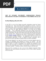 Download List of Ontario Non-Profit Corporations Finally Released by Mark Blumberg by arpad SN322464059 doc pdf