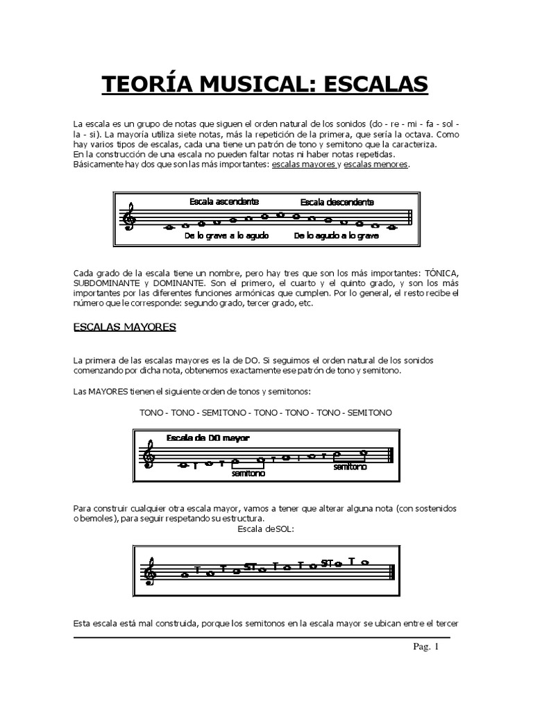 Estructura de Escalas Mayores y Menores | PDF | Escala (música ...