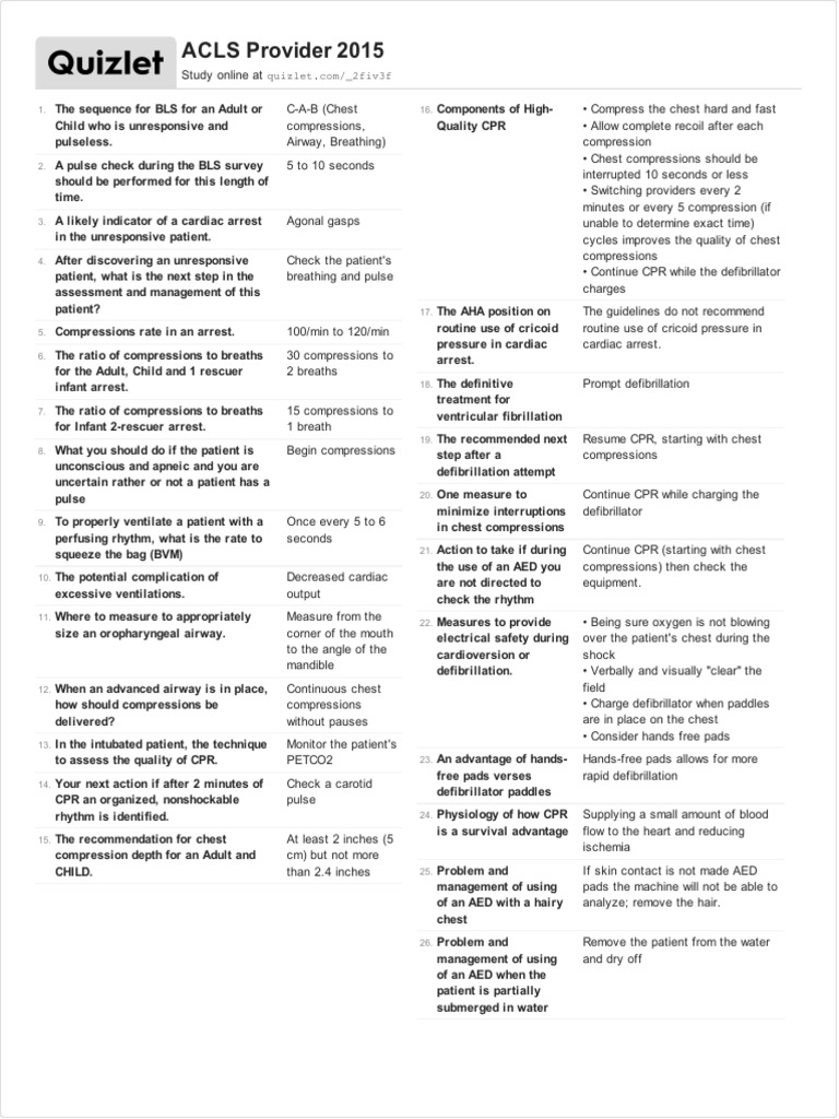 ACLS Provider Manual 2015 Notes  Cardiopulmonary Resuscitation  Cardiovascular Diseases