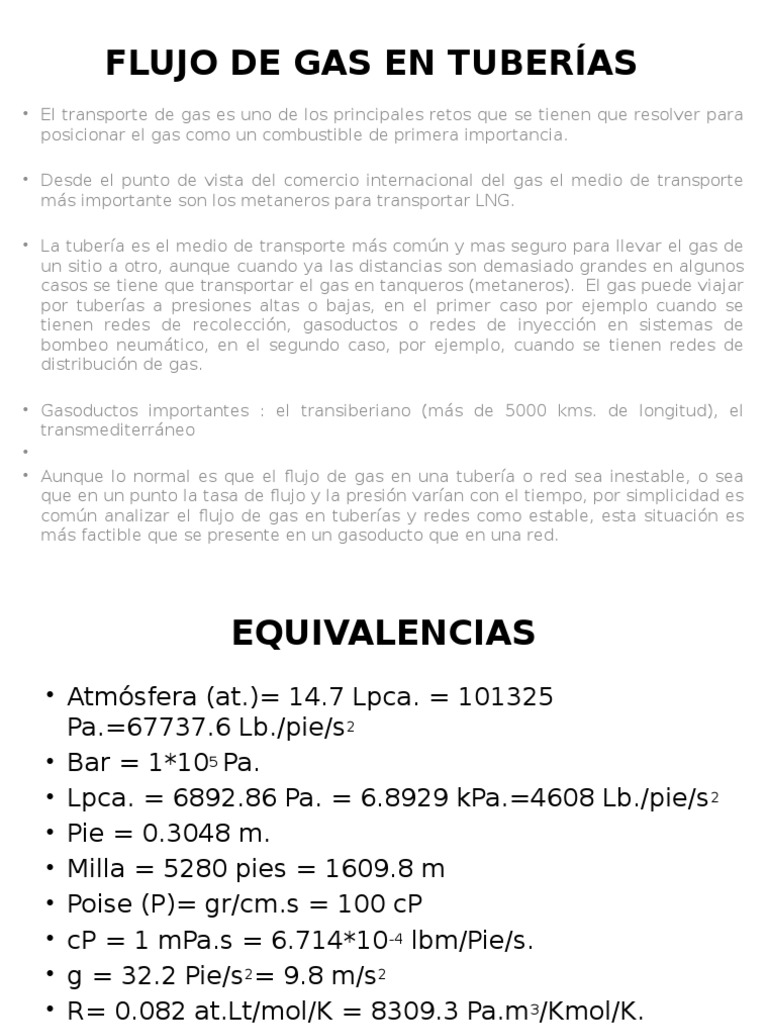 Flujo de Gas en Tuberías | PDF | Gases | Química Física