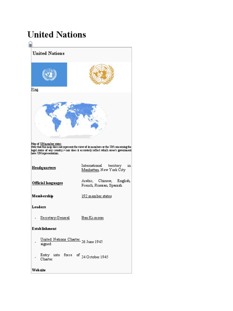 Overview of United Nations History | PDF | Secretary General Of The ...