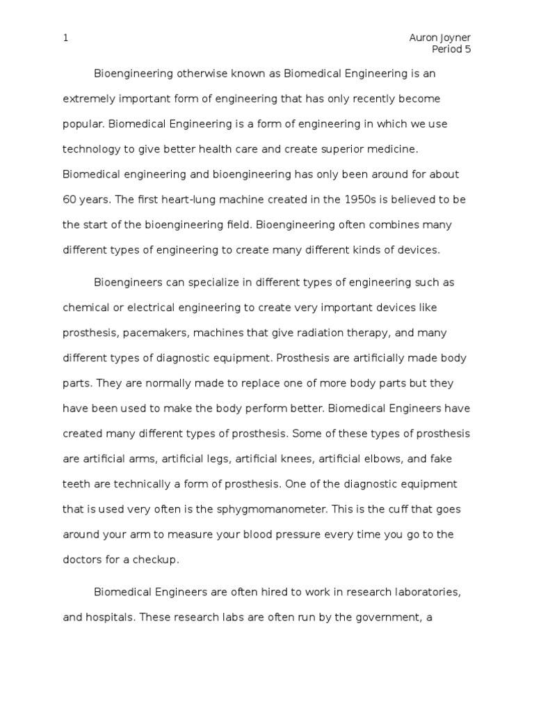 biomedical engineering essay