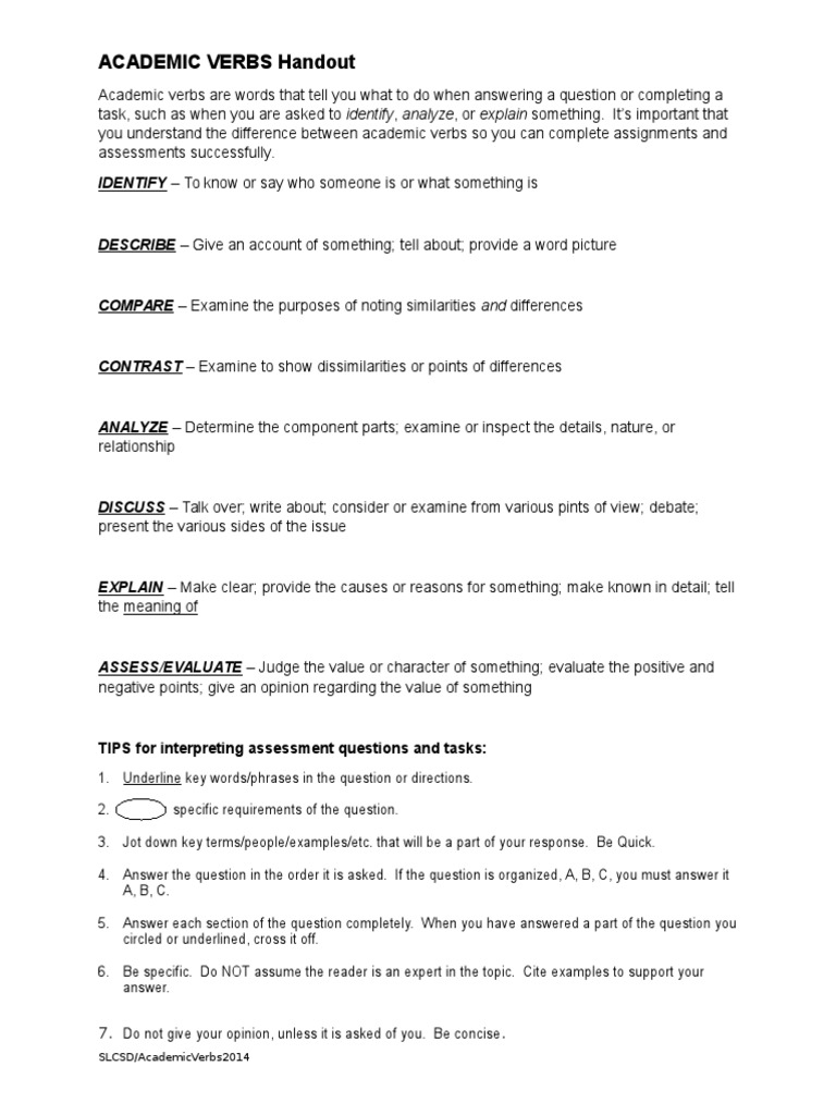 Academic Verbs Geography PDF Question Truth