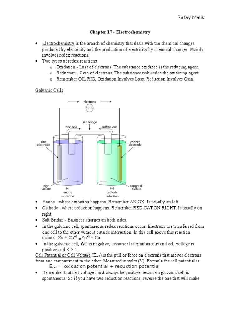 Understanding Electrochemistry Concepts | PDF | Redox | Electrochemistry