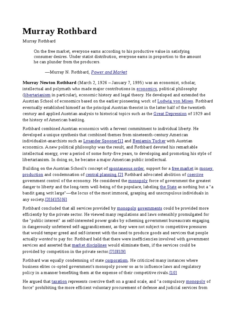 Murray Rothbard | PDF | Austrian School | Libertarianism