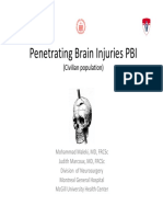 Penetrating Brain Injuries PBI: (Civilian Population)