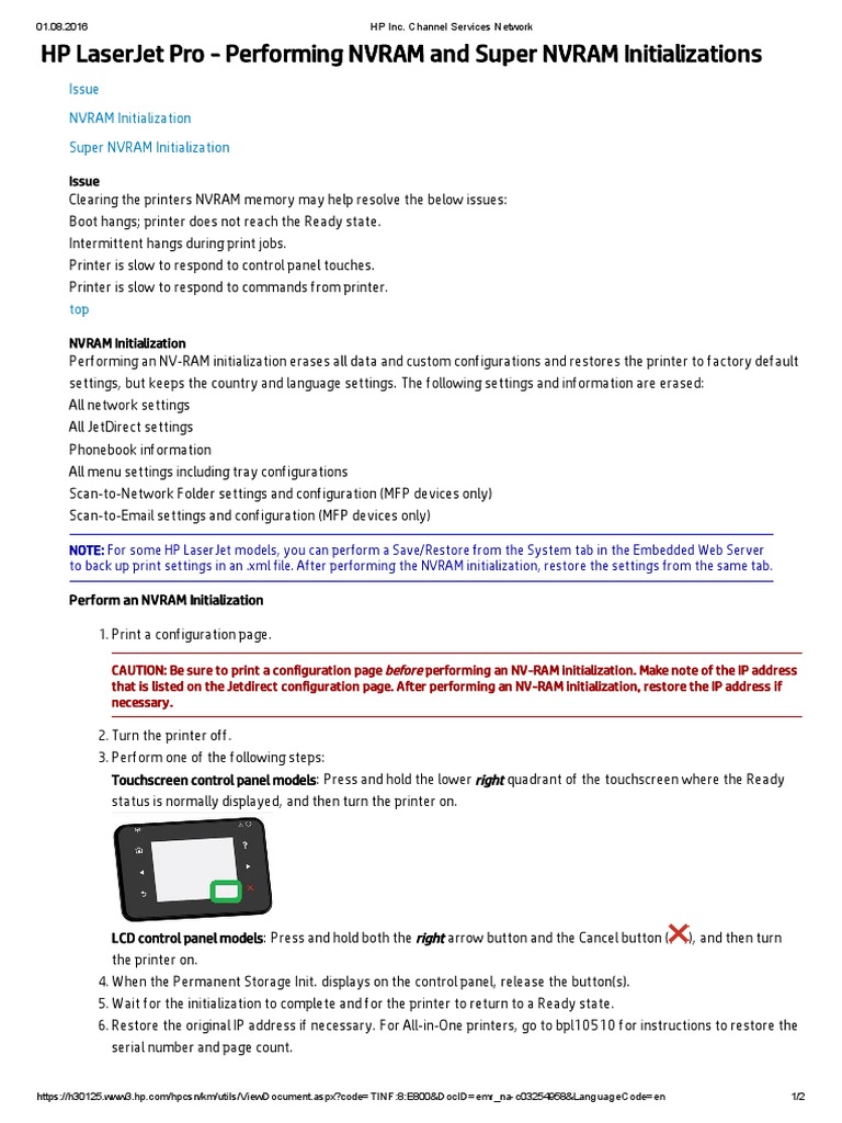nvram settings
