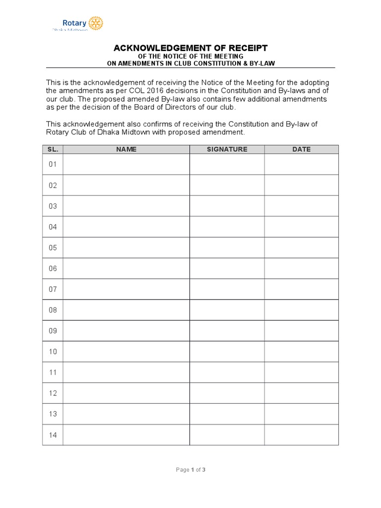 Acknowledgment of Receipt Format | PDF