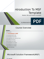 Introduction To MSF Template: Module1: Microsoft Solution Framework