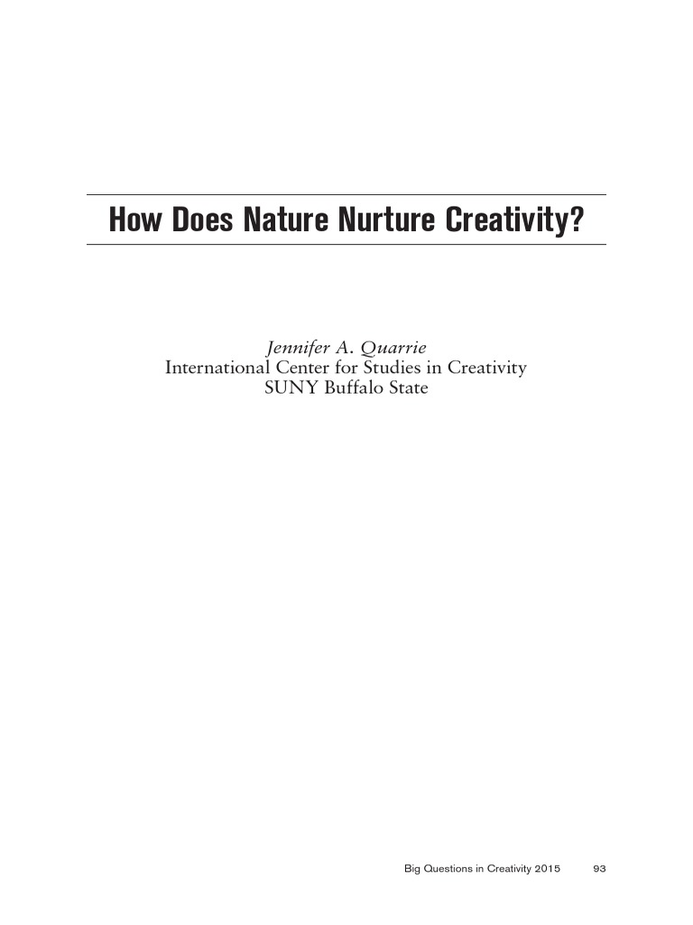 Nature's Role in Nurturing Creativity | PDF | Creativity | Neural ...
