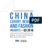 China Luxury Beauty and Fashion KOL Insights - Q3 2016