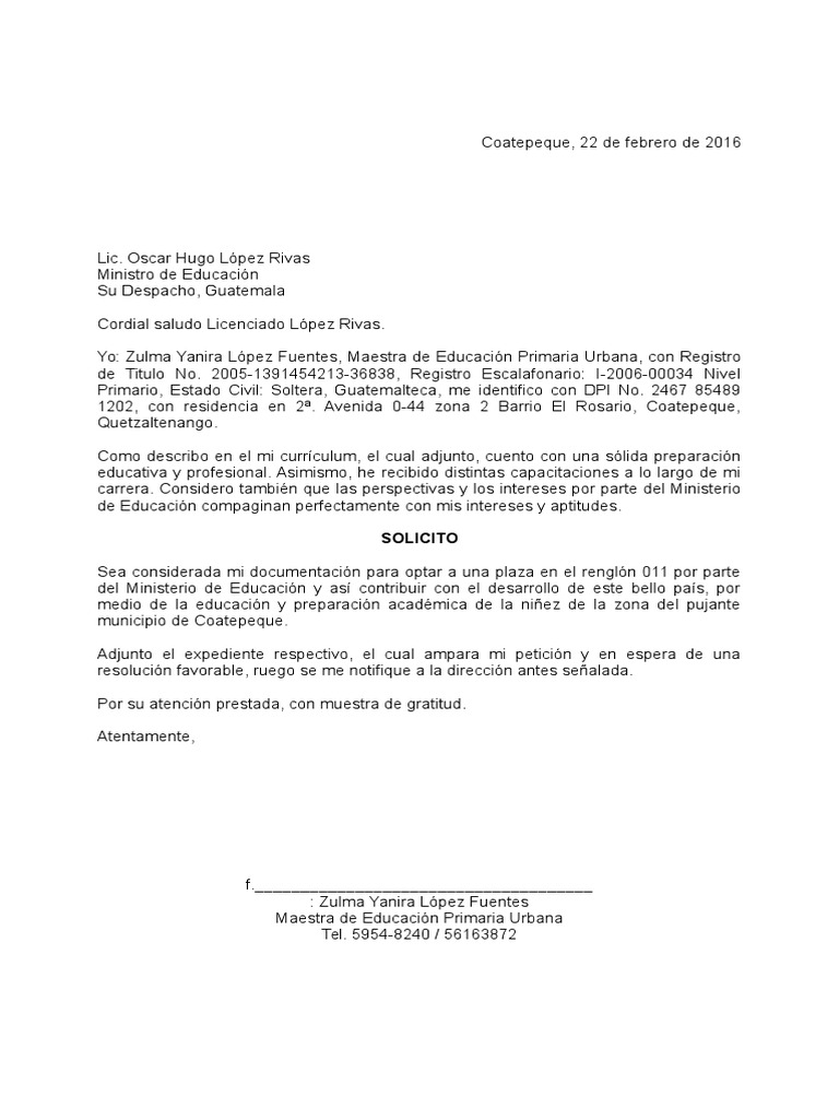 Carta Solicitud de Empleo