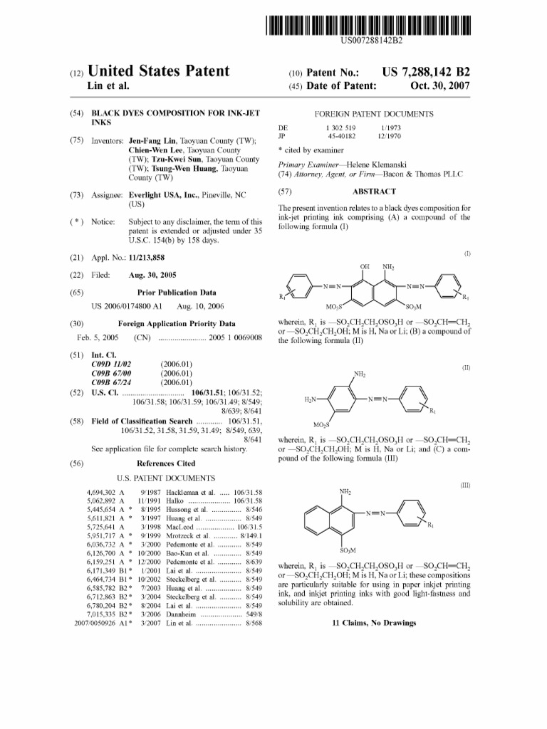 Black Dyes Composition For Inkjet Ink PDF Dye Sodium Chloride