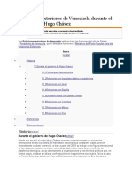 Relaciones Exteriores de Venezuela Durante El Gobierno de Hugo Chávez