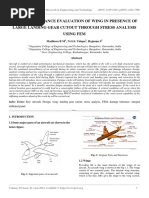 Damage Tolerance Evaluation of Wing in Presence of Large Landing Gear Cutout Through Stress Analysis Using Fem
