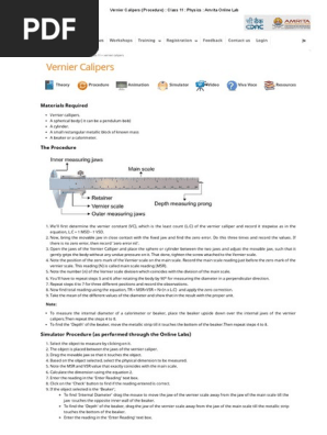 vernier caliper procedure