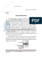 Carta de Presentacion Empresa CONSTRUCCIONES ROSGAF89, C.A