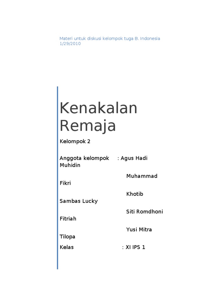 Contoh Naskah Drama 2 Orang Tentang Kenakalan Remaja