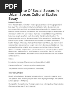 Importance of Social Spaces in Urban Spaces Cultural Studies Essay