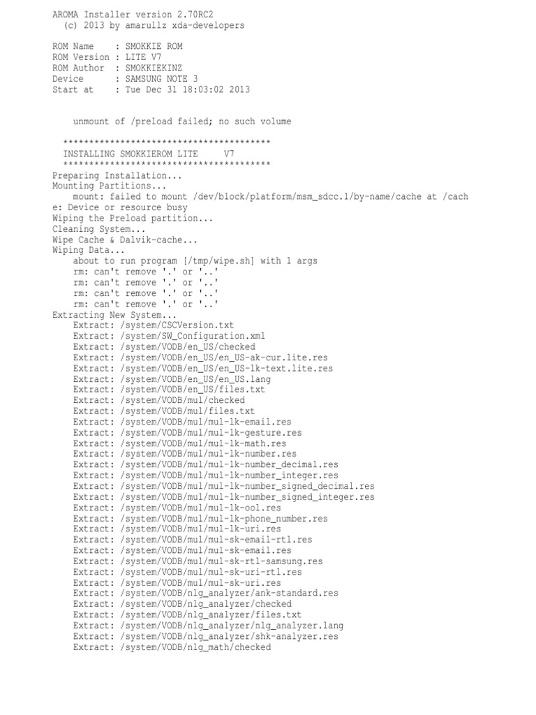 SmokkieRom Lite V7.zip - Log | PDF | Data Serialization Formats | Data