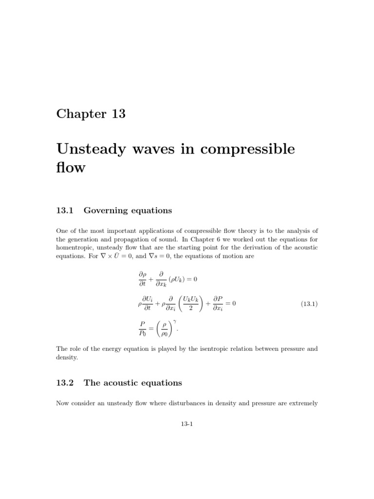 Unsteady Waves in Compressible Flow | PDF | Shock Wave | Fluid Dynamics