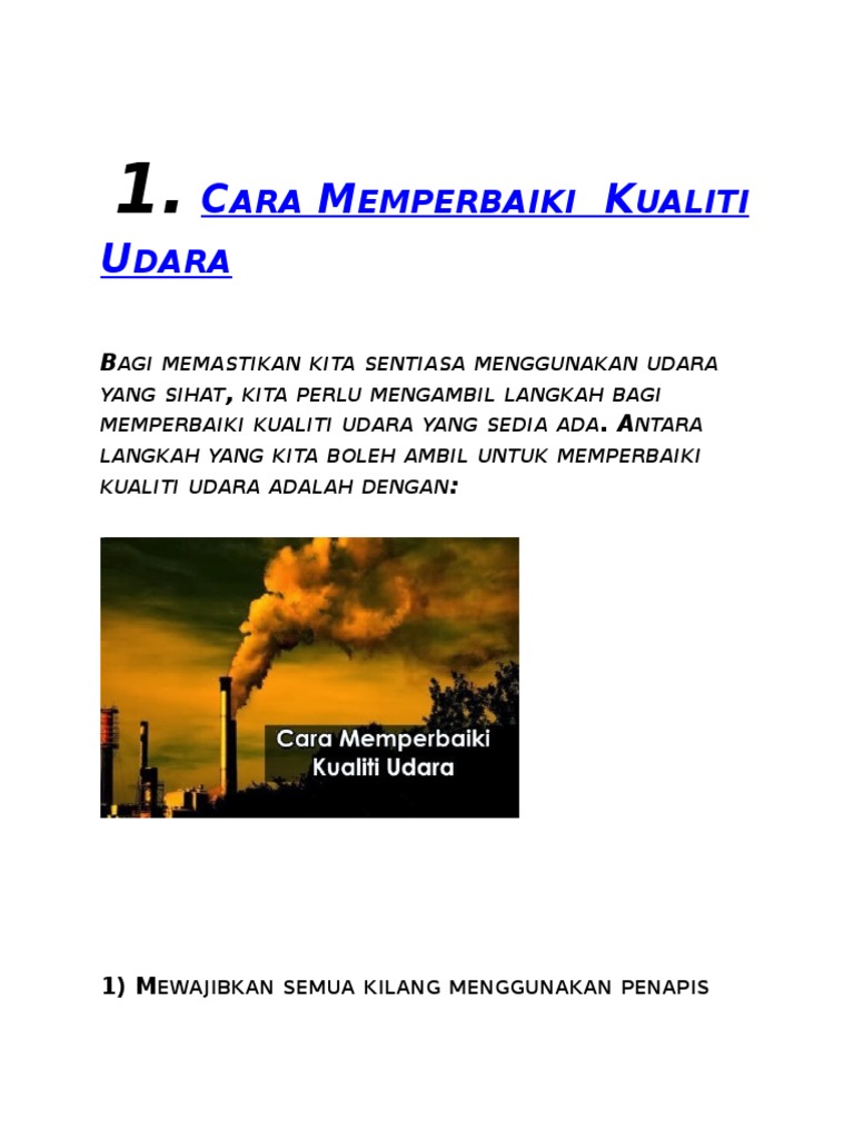 Cara Memperbaiki Kualiti Udara