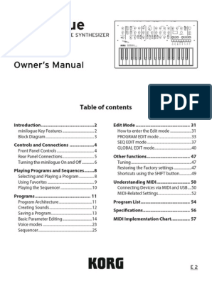 Minilogue Korg Manual, PDF, Synthesizer