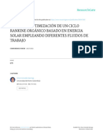 Análisis y Optimización de Un Ciclo Rankine Orgánico Basado en Energía Solar Empleando Diferentes Fluidos de Trabajo