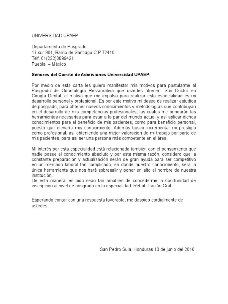 Carta de Intencion Personal